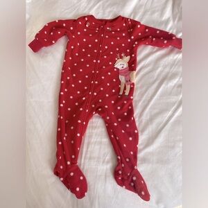 Red and white winter reindeer fleece onesie. Size 6months